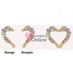 Decoratiuni 3D Metalice 156 Jumatate de inimioara Dreapta aurie cu Cristale